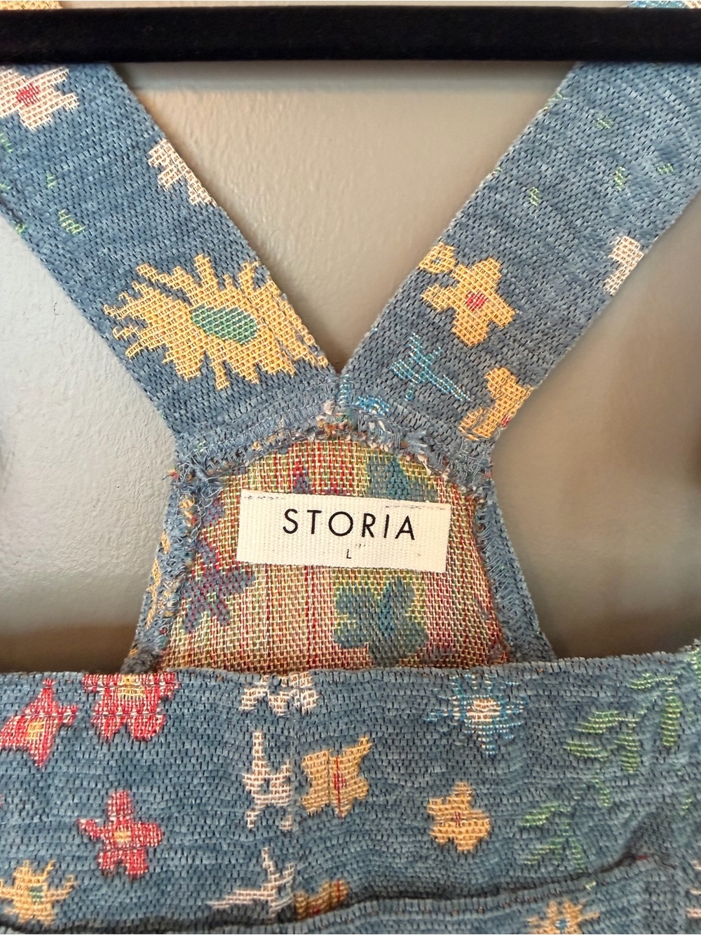 Storia Blue Floral Corduroy Overall Skirt - Picture 3 of 4